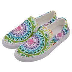 Mandala Pattern Rainbow Pride Men s Canvas Slip Ons by Vaneshop