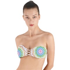 Mandala Pattern Rainbow Pride Twist Bandeau Bikini Top by Vaneshop