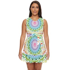 Mandala Pattern Rainbow Pride Waist Tie Tier Mini Chiffon Dress by Vaneshop