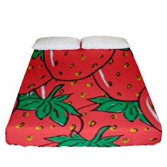 Texture Sweet Strawberry Dessert Food Summer Pattern Fitted Sheet (queen Size)