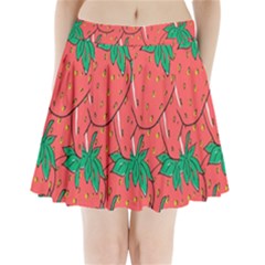 Texture Sweet Strawberry Dessert Food Summer Pattern Pleated Mini Skirt