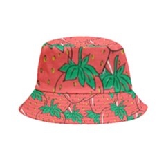 Texture Sweet Strawberry Dessert Food Summer Pattern Inside Out Bucket Hat by Sarkoni