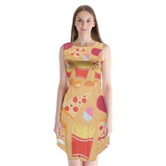 Fast Junk Food  Pizza Burger Cool Soda Pattern Sleeveless Chiffon Dress  