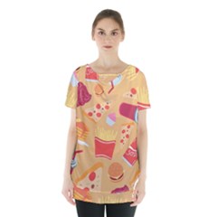 Fast Junk Food  Pizza Burger Cool Soda Pattern Skirt Hem Sports Top by Sarkoni