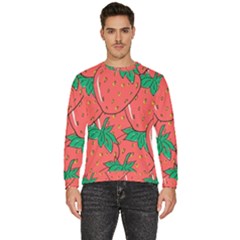 Texture Sweet Strawberry Dessert Food Summer Pattern Men s Fleece Sweatshirt by Sarkoni