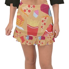 Fast Junk Food  Pizza Burger Cool Soda Pattern Fishtail Mini Chiffon Skirt