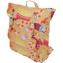 Fast Junk Food  Pizza Burger Cool Soda Pattern Buckle Up Backpack