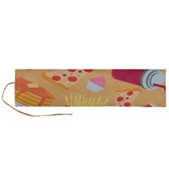 Fast Junk Food  Pizza Burger Cool Soda Pattern Roll Up Canvas Pencil Holder (l) by Sarkoni