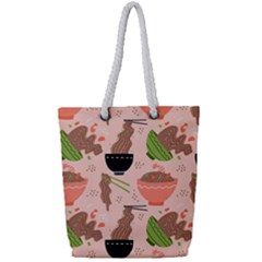 Doodle Yakisoba Seamless Pattern Full Print Rope Handle Tote (small)
