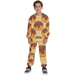 Takoyaki Food Seamless Pattern Kids  Sweatshirt Set by Sarkoni