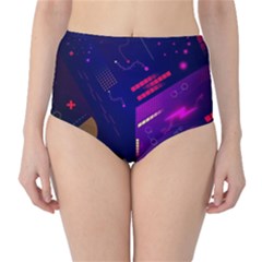 Vector Design Gamming Sytle Retro Art Pattern Classic High-waist Bikini Bottoms