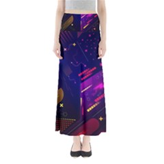 Vector Design Gamming Sytle Retro Art Pattern Full Length Maxi Skirt