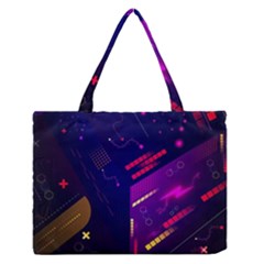 Vector Design Gamming Sytle Retro Art Pattern Zipper Medium Tote Bag