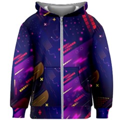 Vector Design Gamming Sytle Retro Art Pattern Kids  Zipper Hoodie Without Drawstring by Sarkoni