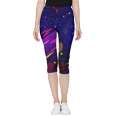 Vector Design Gamming Sytle Retro Art Pattern Inside Out Lightweight Velour Capri Leggings  by Sarkoni