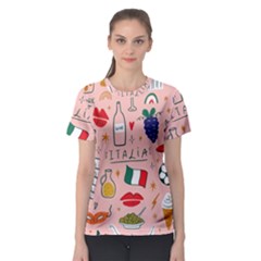 Food Pattern Italia Women s Sport Mesh T-Shirt