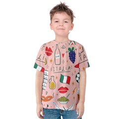 Food Pattern Italia Kids  Cotton T-shirt