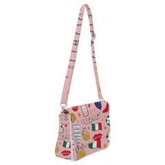 Food Pattern Italia Shoulder Bag with Back Zipper