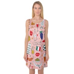 Food Pattern Italia Sleeveless Satin Nightdress