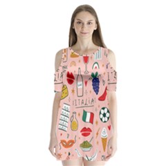 Food Pattern Italia Shoulder Cutout Velvet One Piece