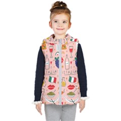 Food Pattern Italia Kids  Hooded Puffer Vest