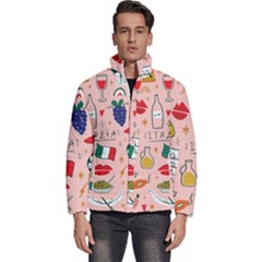 Food Pattern Italia Men s Puffer Bubble Jacket Coat