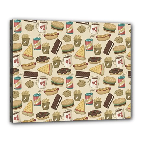 Junk Food Hipster Pattern Canvas 20  X 16  (stretched)