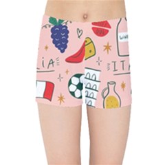 Food Pattern Italia Kids  Sports Shorts