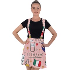 Food Pattern Italia Velvet Suspender Skater Skirt