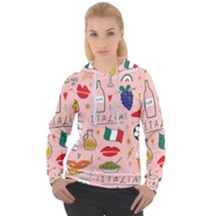 Food Pattern Italia Women s Overhead Hoodie