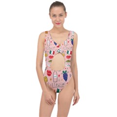 Food Pattern Italia Center Cut Out Swimsuit