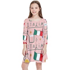 Food Pattern Italia Kids  Quarter Sleeve Skater Dress