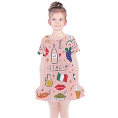 Food Pattern Italia Kids  Simple Cotton Dress