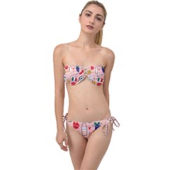 Food Pattern Italia Twist Bandeau Bikini Set