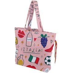 Food Pattern Italia Drawstring Tote Bag