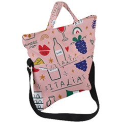 Food Pattern Italia Fold Over Handle Tote Bag