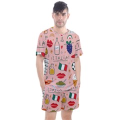 Food Pattern Italia Men s Mesh T-Shirt and Shorts Set