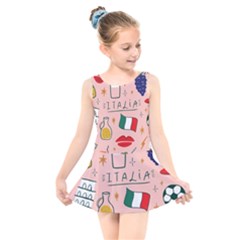 Food Pattern Italia Kids  Skater Dress Swimsuit