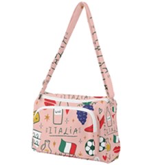 Food Pattern Italia Front Pocket Crossbody Bag by Sarkoni