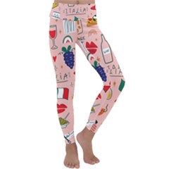 Food Pattern Italia Kids  Lightweight Velour Classic Yoga Leggings