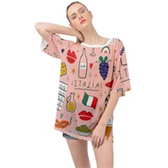 Food Pattern Italia Oversized Chiffon Top