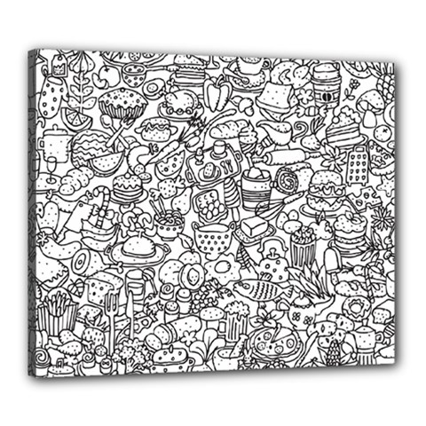 Food Doodle Pattern Canvas 24  X 20  (stretched)