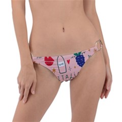 Food Pattern Italia Ring Detail Bikini Bottoms