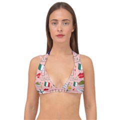 Food Pattern Italia Double Strap Halter Bikini Top