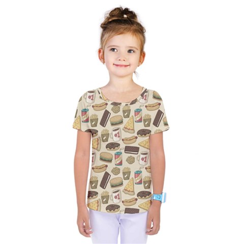 Junk Food Hipster Pattern Kids  One Piece T-shirt by Sarkoni