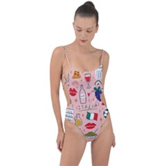 Food Pattern Italia Tie Strap One Piece Swimsuit