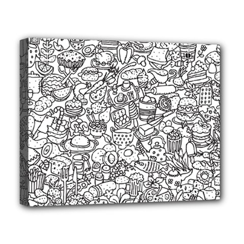 Food Doodle Pattern Deluxe Canvas 20  X 16  (stretched)