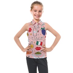 Food Pattern Italia Kids  Sleeveless Polo T-Shirt