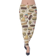 Junk Food Hipster Pattern Velvet Leggings