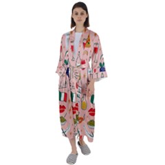 Food Pattern Italia Maxi Satin Kimono